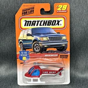 Vintage 1997 Matchbox Helicopter To The Rescue Fire Dept Sealed Carded NOS